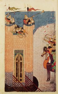 Ms 7926 206 f.149 Mongols assiégeant une citadelle, vers 1252-60 - Persian School